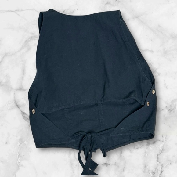 Free People Izi Crop Black Cotton Vest Side and Front Buttons Back Tie Sz SP - Picture 4 of 12